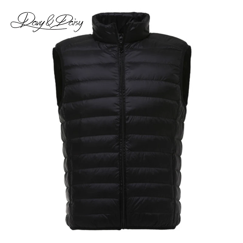 DAVYDAISY New Autumn Winter Man Waistcoat Ultralight Stand Collar Duck Down Padded Warm Vest Men Sleeveless Coat DCT-268