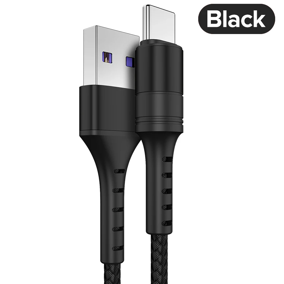 Black Кабель usb type C 5A Supercharge для huawei mate 20 P30 P20 Pro Быстрая зарядка шнур для телефона для Honor 20 10 8 V10 USBC Cabo - Цвет: Black