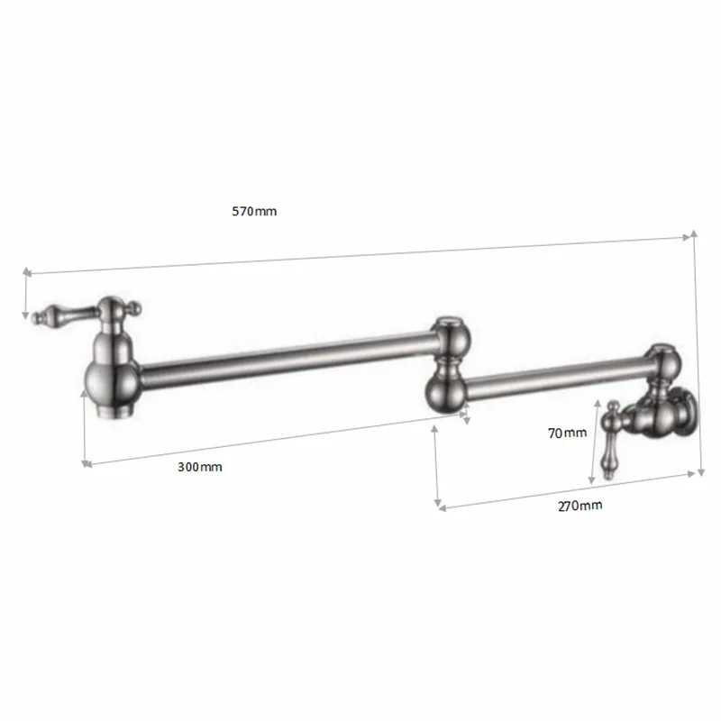 Wall Mount Solid Brass Pot Filler Tap DoubleJointed Swinging Kitchen