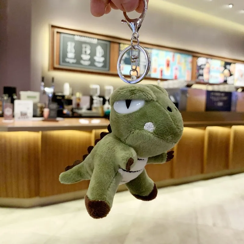 Small dinosaur backpack female small pendant key ring doll cute doll doll school bag pendant plush pet cartoon tyrannosaurus plush clap circle toy dinosaur doll wristband slap bracelet hand clap ring year of the dragon gifts