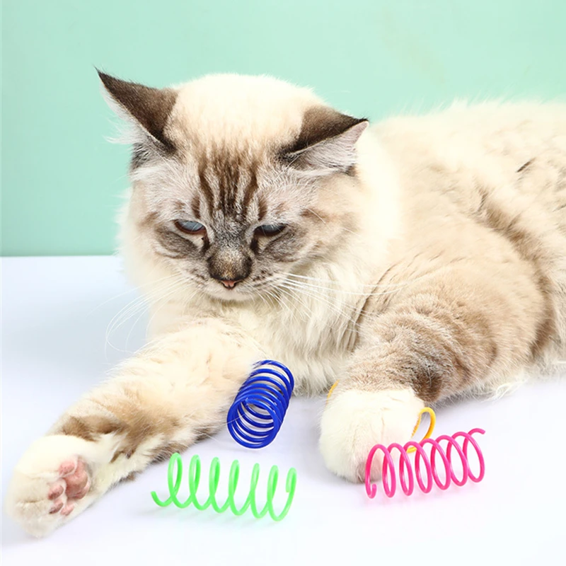 4/8/16/20pcs Kitten Cat Toys Wide Durable Heavy Gauge Cat Spring Toy Colorful Springs Cat Pet Toy Coil Spiral Springs Pet Life