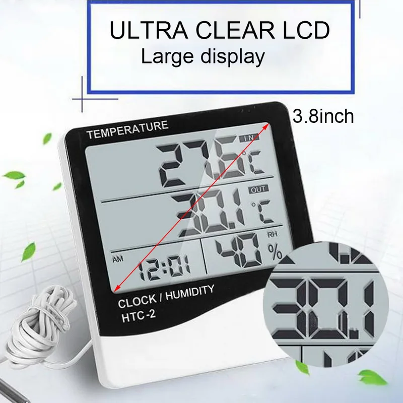 Крытый Открытый Цифровой термометр гигрометр с ЖК-дисплеем Измеритель температуры и влажности 1 шт