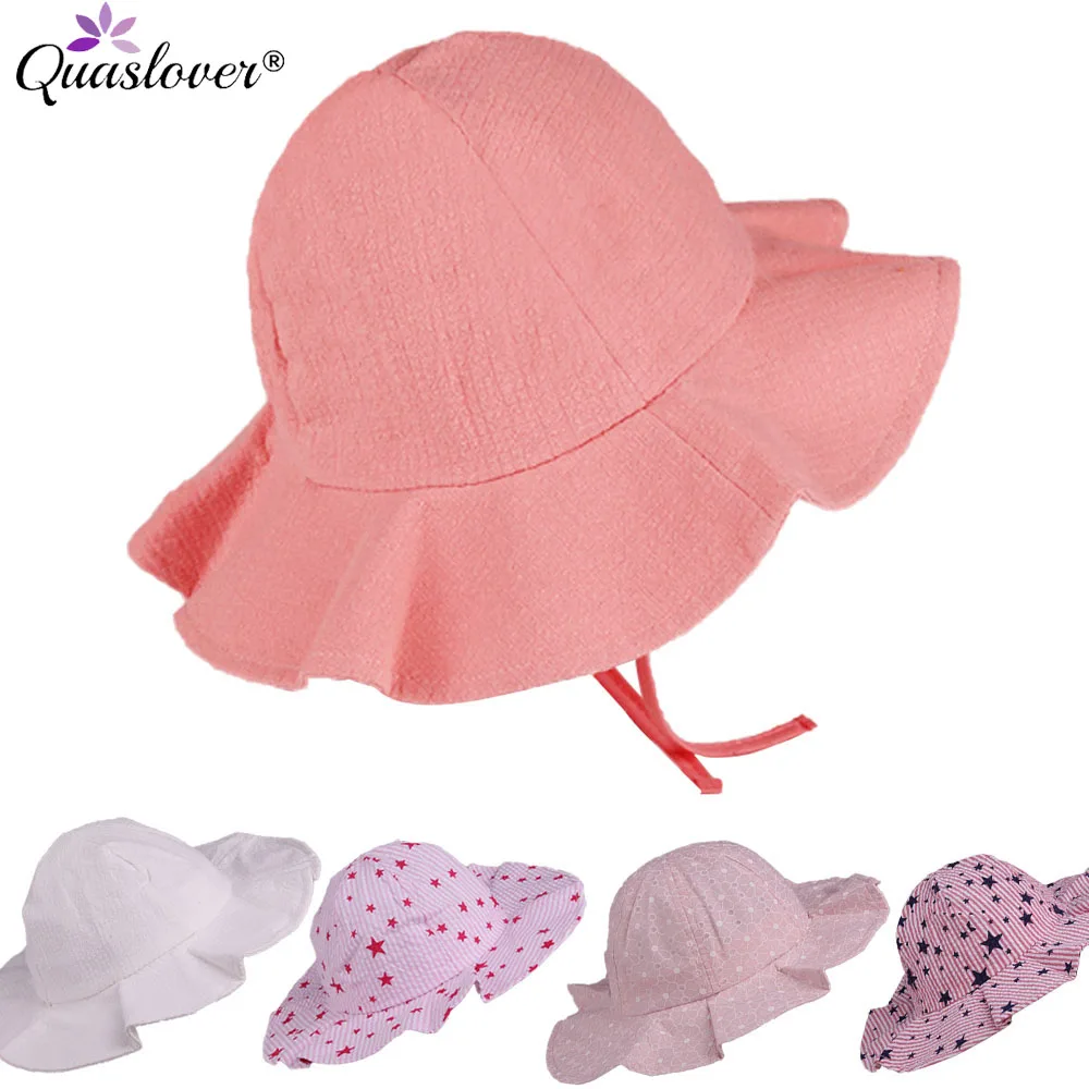 

Summer Baby Girls Sun Hat Cotton Baby Hat Kids Children Bowknot Flower Print Bucket Hat Princess Brim Baby Girl Sun Beach Caps