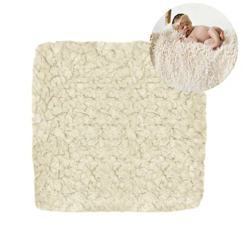 

Square Warm Rug Photography Props Backdrop Solid Faux Fur Baby Blanket Soft Newborn Mat Wrap Unisex Stuffer