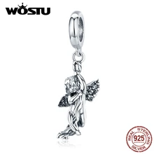 WOSTU, настоящая 925 пробы, серебряная Фурнитура для бижутерии Купидон, символ любви, подвески, подходят к оригинальному браслету, DIY ожерелье, свадебное ювелирное изделие, FIC1405