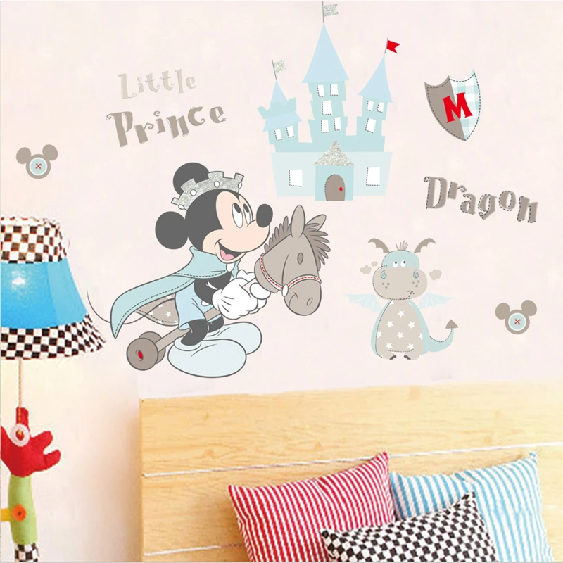 Disney Микки Маус Принц замок Дракон наклейки на стену для детской спальни домашний