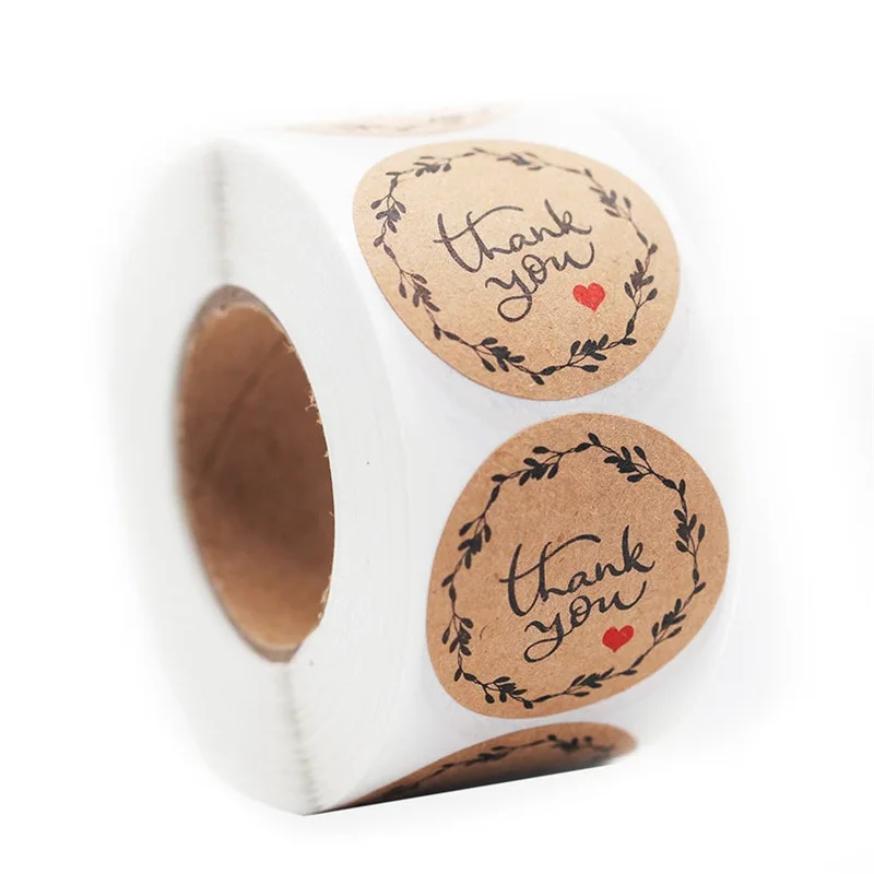

Round Kraft Thank You for Shopping Local Stickers 500 Labels Per Roll Handmade lable for scrapbooking Office Stationery Sticker