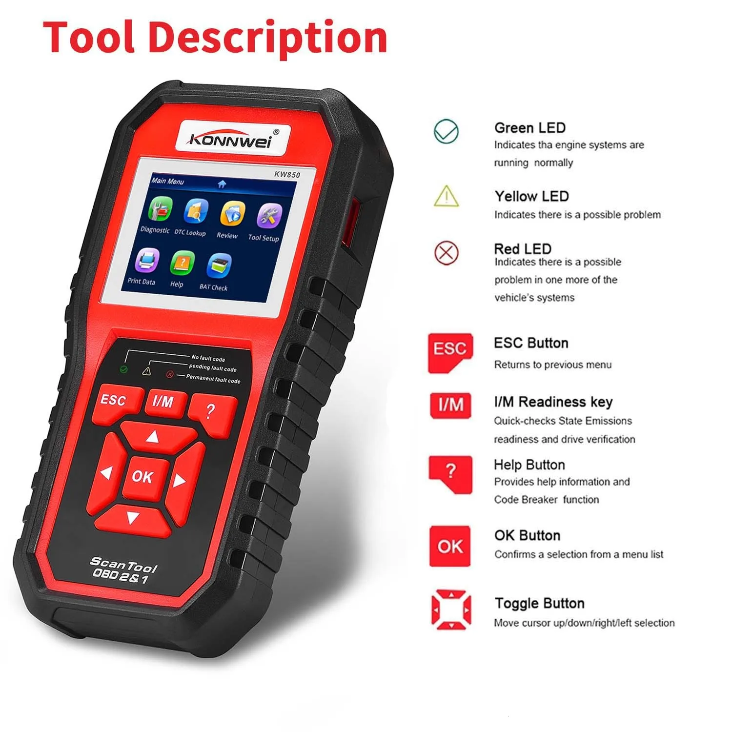 KONNWEI KW850 автоматический диагностический сканер универсальный Obd2 автомобильный диагностический инструмент автомобильный код считыватель программный сканер