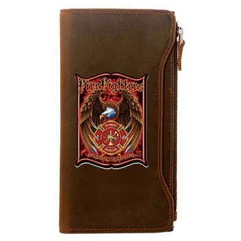 

Classic Fire Rescue First In Last Out Design Genuine Leather Wallet Men Long Purse