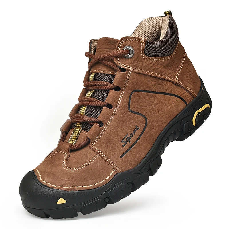 

Outdoor climbing shoes men's winter leather waterproof breathable leather travel slippery wear-resisting sport casual shoes walk
