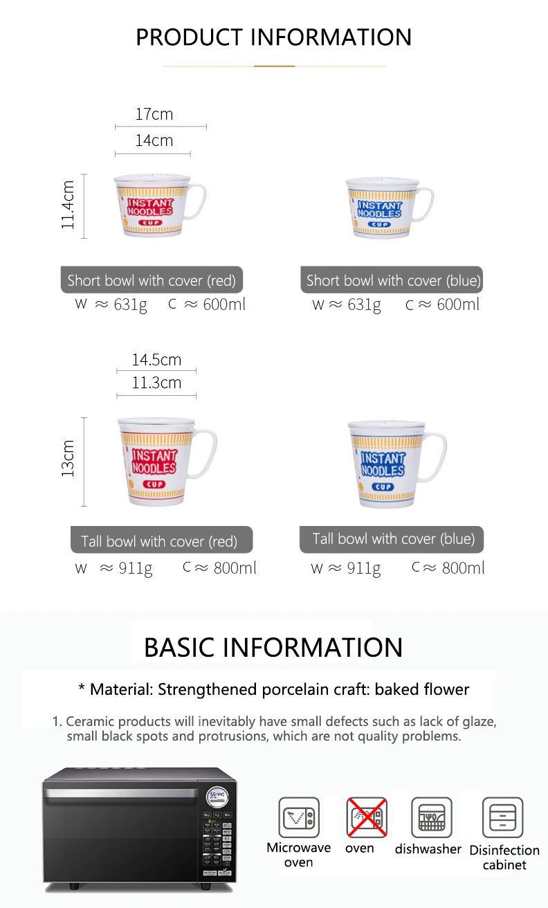 Large Home Creative Ramen Bowl With Lid Large Student Dormitory Noodle Bowl Japanese Creative Ceramic Cup Instant Noodle Bowl