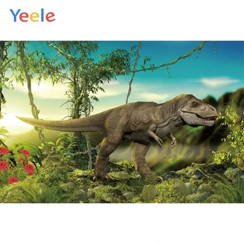 

Yeele Painting Tyrannosaurus Dinosaur Flower Forest Photography Backdrop Personalized Photographic Backgrounds For Photo Studio