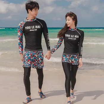 

Swimming Suit Bathing Suits 2020 Bodysuit Sexy Long Sleeve Couples Ensemble Female Pants 4 Big Yards Cartoon Acrylic
