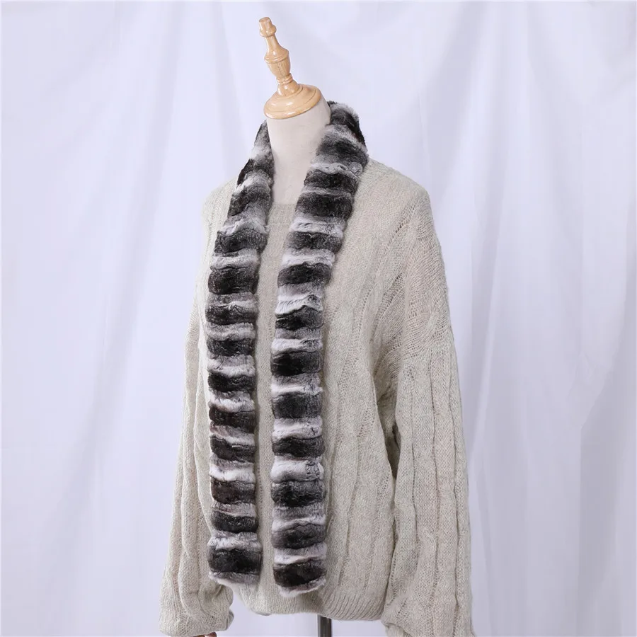 Highend Quality Women's Genuine Real Chinchilla Fur Scarf Scarves Boa Scarf Natural Color Lady Fashion Wraps Neck Warmer
