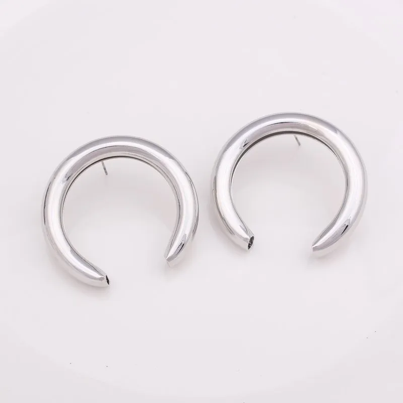 silver EK487 новые модные простые серьги-кольца Aros для женщин геометрический большой круг пустая трубка кулон Петля Серьги преувеличенные ювелирные изделия - Окраска металла: silver