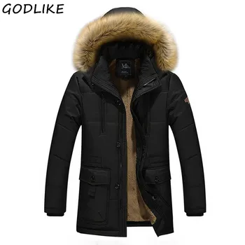 

Men's Winter Jacket Plus Velvet Hooded Padded Mens Casual Warm Fleece Fur Collar Male Parkas Cold Winter Coat Plus Size 5XL