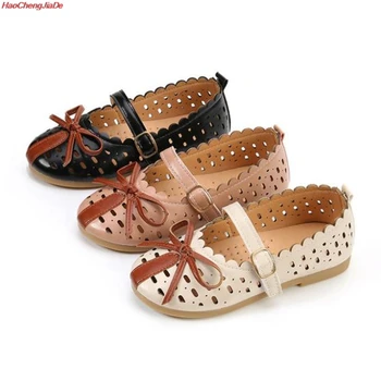 

Baby Girls Leather Shoes Princess Hollow out Bow Flower Dress Shoes Children Casual Shoes Kids Low Heeled Dance Shoes