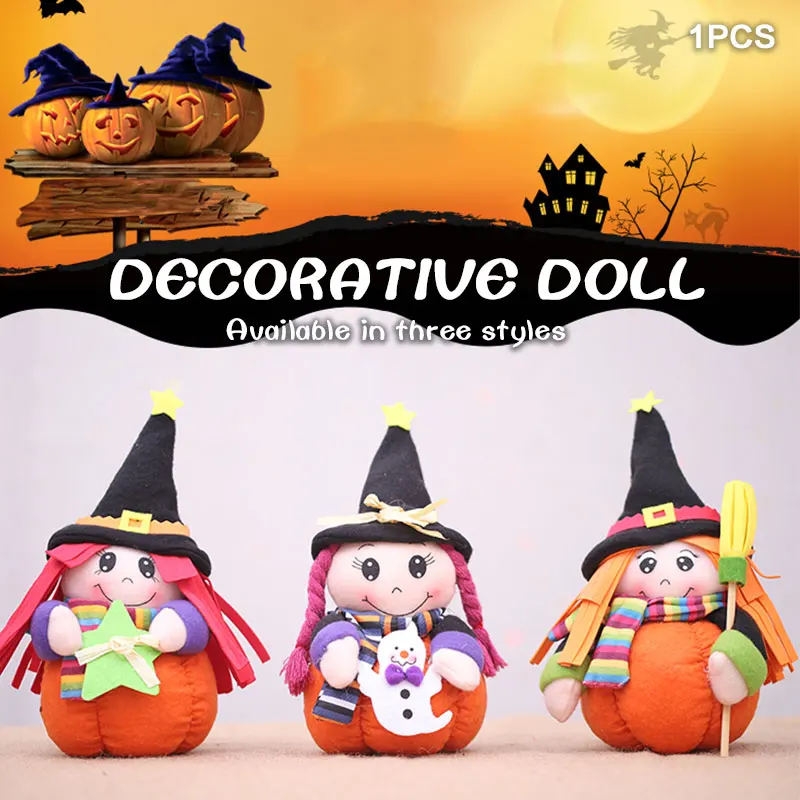 

2019 Halloween Dolls Brushed Cloth Festival Decor Witch Dolls Soft Gift Pumpkin Dolls for Ornament Drop Shipping