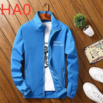

HA0 The new Autumn Winter Fashion Bobmer Korean version Customize any LOGO Men Slim Collar LongSleeve Casual Fleece Jacket Zip