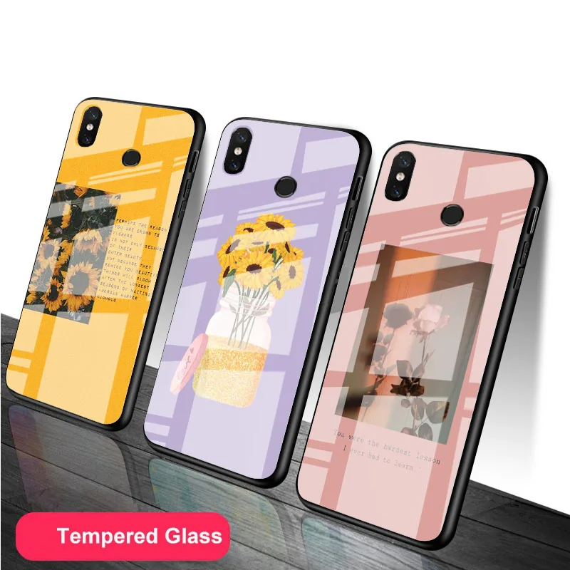 Чехол из закаленного стекла для телефона Redmi 7A 8 9 NOTE 7 6 Pro роскошный чехол с принтом