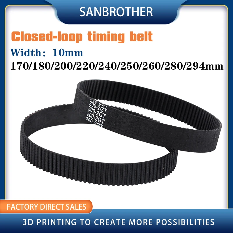3D Printer Parts C-19 GT2 Closed Loop Rubber 2GT Timing Belt Width 10mm Length 170 180 200 220 240 250 260 280 294mm