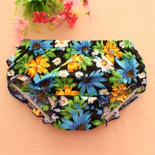 New Style Diaper Pants Baby Pure Cotton Printed Harem Pants Children Lace Bloomer Purplish Blue Chrysanthemum