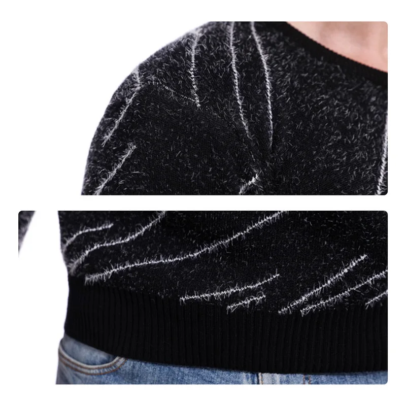 DIHOPE Men s Long Sleeve Crew Neck Sweater Male Spring Autumn Print Slim Fit Pullover Warm 5