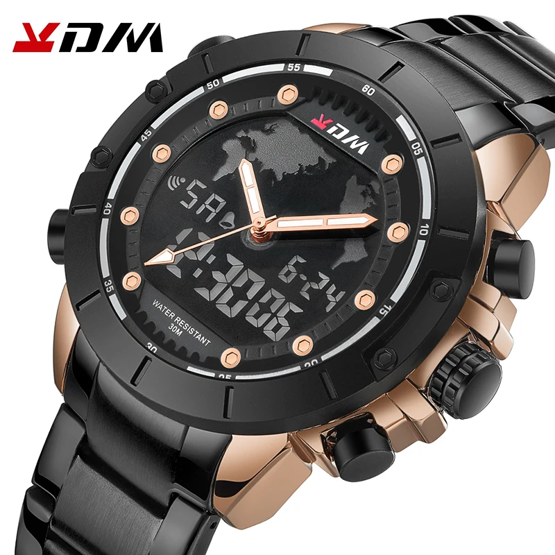 

KDM Mens Waterproof Sports Digital Leather Band Wrist Watch Multi-Function Display Backlight Military Watches