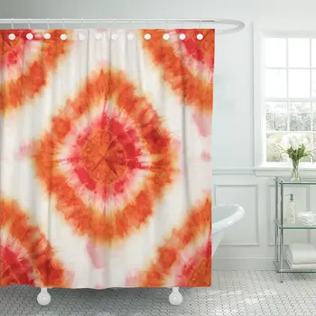 

Tie Dye Pattern of Red and Orange Color Shower Curtain Waterproof Polyester Fabric 72 x 78 Inches Set with Hooks