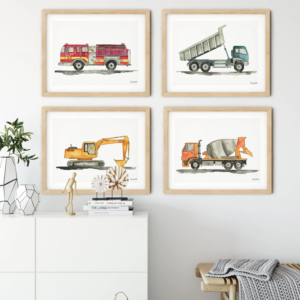 Construction-Vehicle-Watercolor-Boys-Wall-Art-Canvas-Painting-Pictures-Dump-Truck-Excavator-Posters-And-Prints-Kids (4)