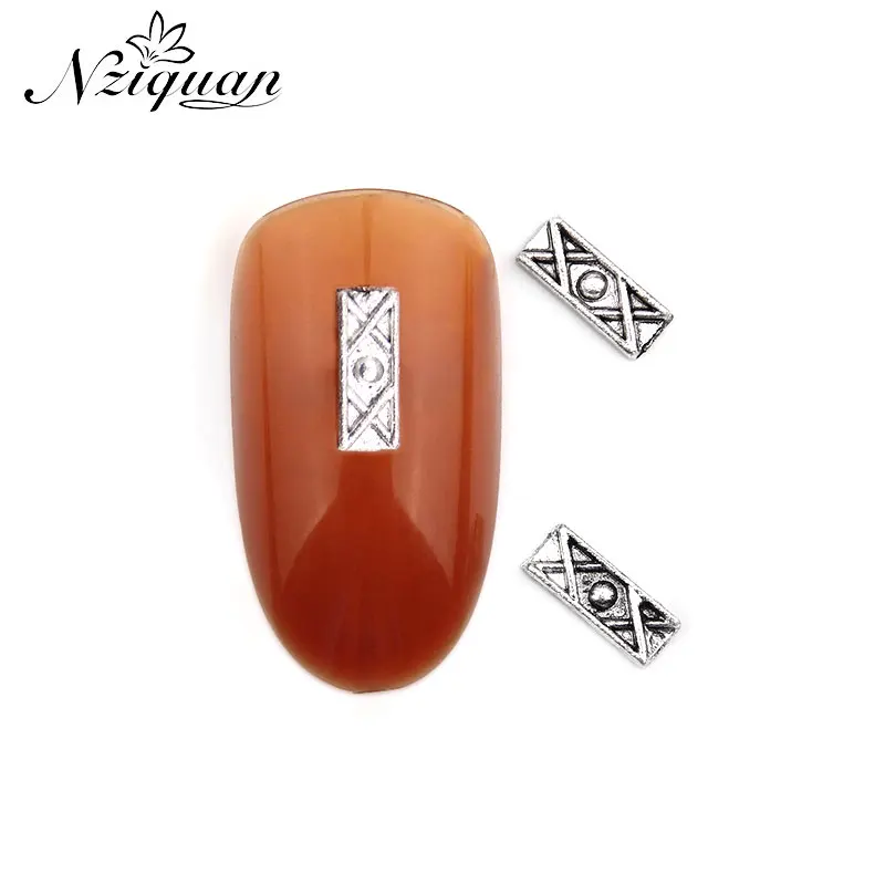 

NZIQUAN 20pcs/box Bronze Rectangle Metal Nail Art Decoration Mosaic Accessories DIY3d Nail Art Decoration Sticker