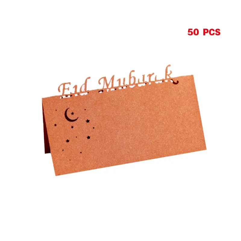  50pcs Laser Cut Moon Star Eid Mubarak Muslim Ramadan Party Invitation Table Place Card Name Recepti - 4.00036E+12