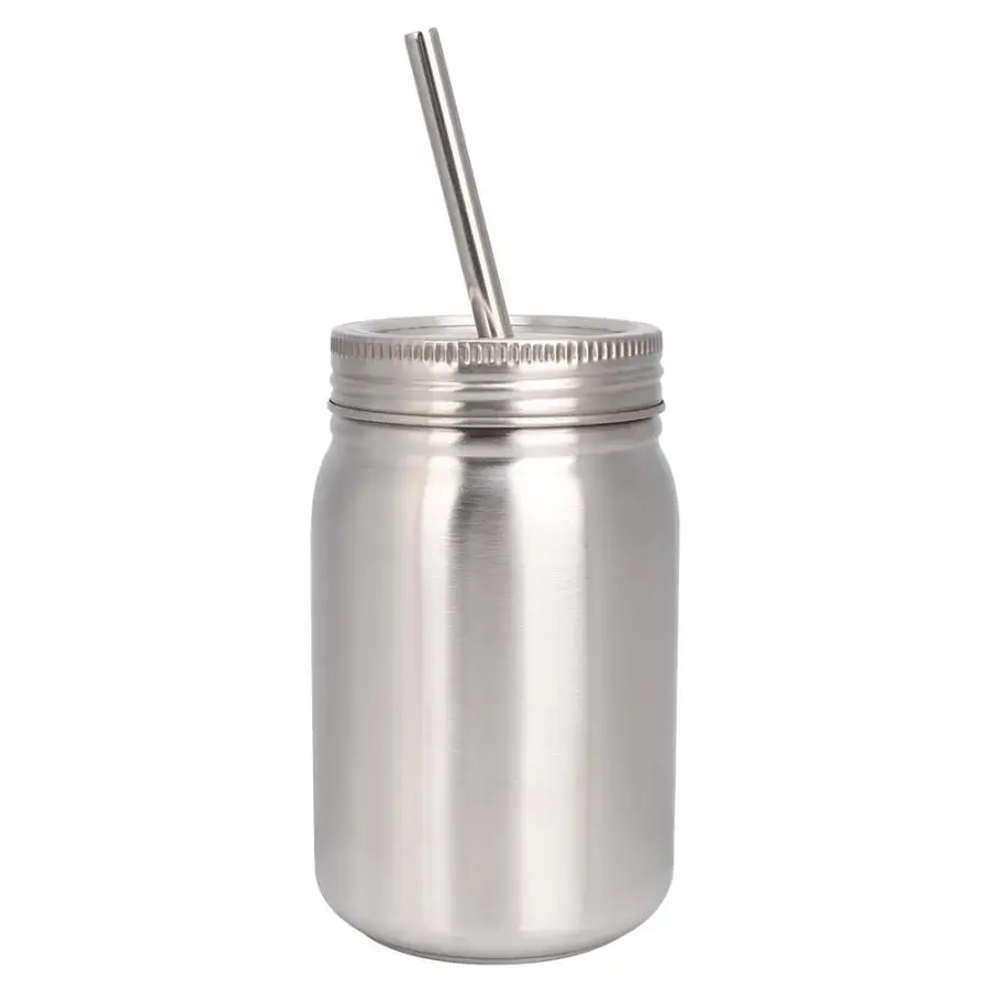500ml Household Double Layer Stainless Steel Water Cup Universal Outdoor Water Bottle Thermal Mug With Straw