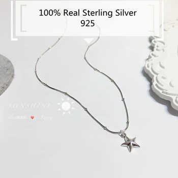 

100% Silver 925 Jewelry for Girls Gift Korean Dongdaemun Short Chain on Neck Silver Star Pedant Choker Plata de Ley 925 Collares