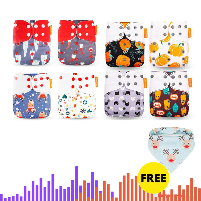  Happyflute HOt Sale OS Pocket Diaper 8pcs diape+8pcs microfiber insert Washable &Reusable Baby Napp