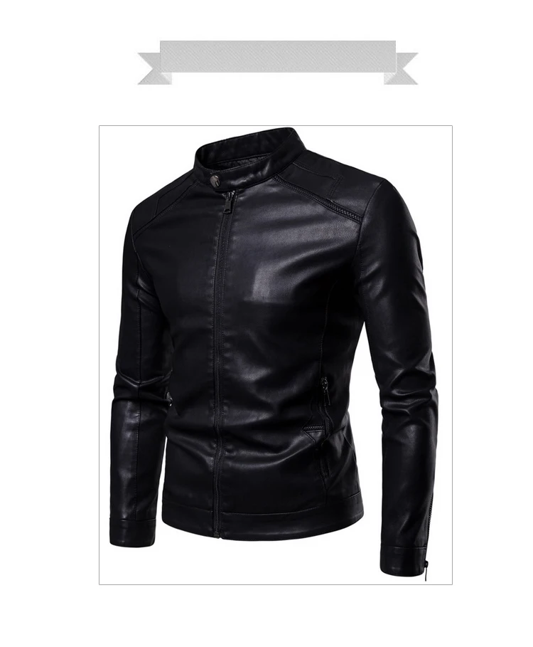 AliExpress, осень, стиль, мужская куртка со стоячим воротником, промытая кожа, модная повседневная куртка большого размера