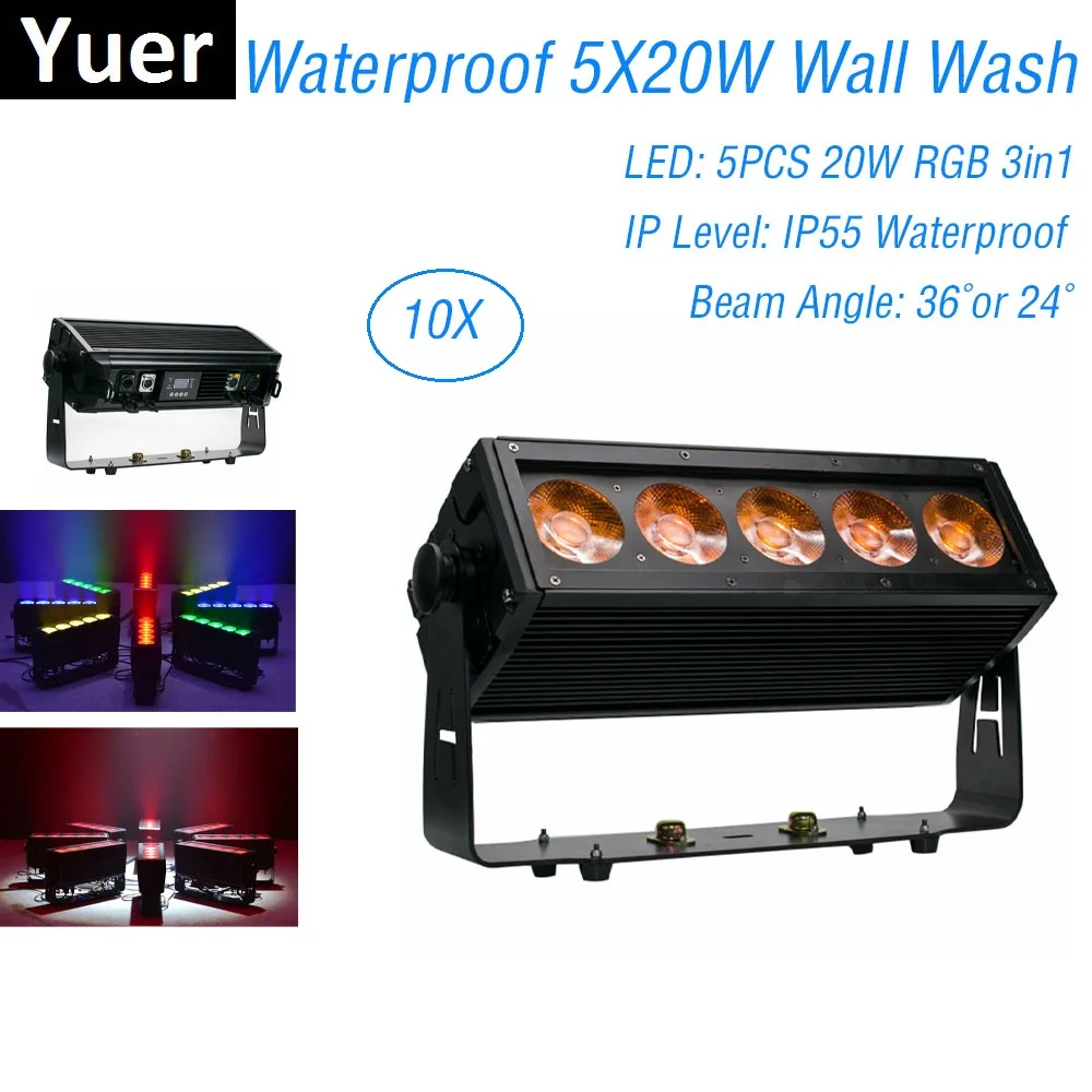 

IP55 Disco Decorations Wall Wash Light 5X20W RGB 3IN1 Stage Bar Wall Washer Light Waterproof Strobe Light Control Dj Wall Wash