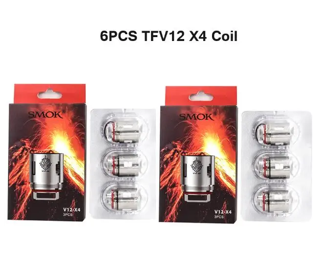 SMOK TFV12 бак 6 мл электронная сигарета Vape стеклянная трубка распылителя V 12X4 Катушка ядро испаритель VS TFV16 V12 Prince Tank - Цвет: 6pcs X4 Coil