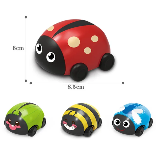 Children Cute Plastic Bee Ladybug Pull Back Car Inertia Truck Baby Toys BM88 6