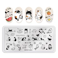 MRFOX Template Cat Animal Face LINE Designs Nail Stamping Plate Image Manicure Artist Nail Kit Beauty Design Women Breast 2
