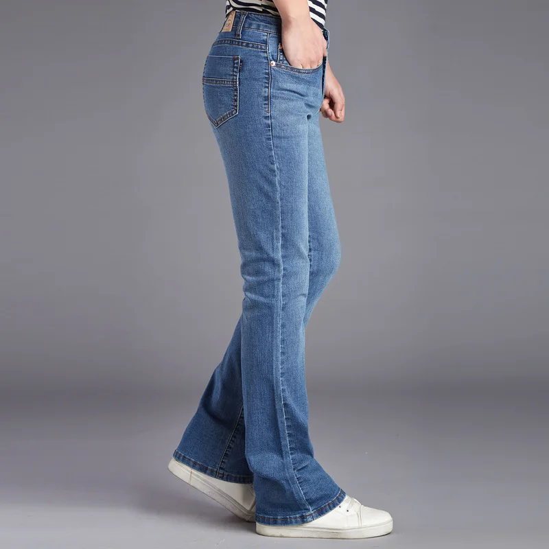 

Mens Flare Jeans Vintage Trousers High Waist Flares Jeans For Men Bootcut Blue Jeans Hommes bell bottom jeans men