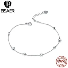Star Pulseira BISAER, серебро 925 пробы, ослепительные женские браслеты со звездами и бусинами, роскошные серебряные ювелирные изделия ECB171