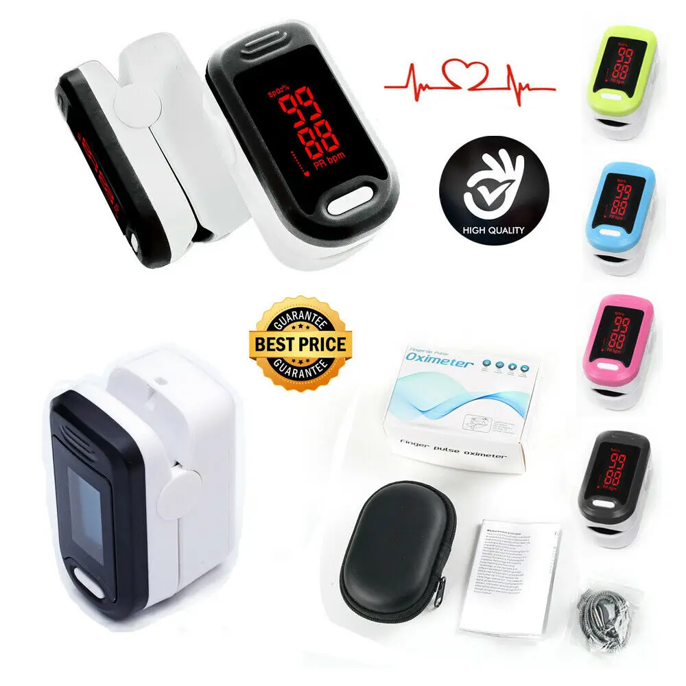 

Finger Pulse Oximeter Blood Oxygen Saturation SPO2 Heart Rate O2 Patient Monitor LED