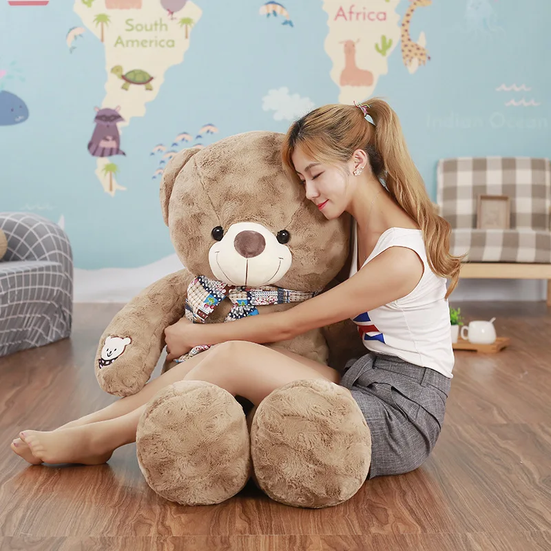 

New Products Knitted Colored Cloth Scarf Teddy Bear Plush Toy Doll Valentine's Day Women's Birthday Gift