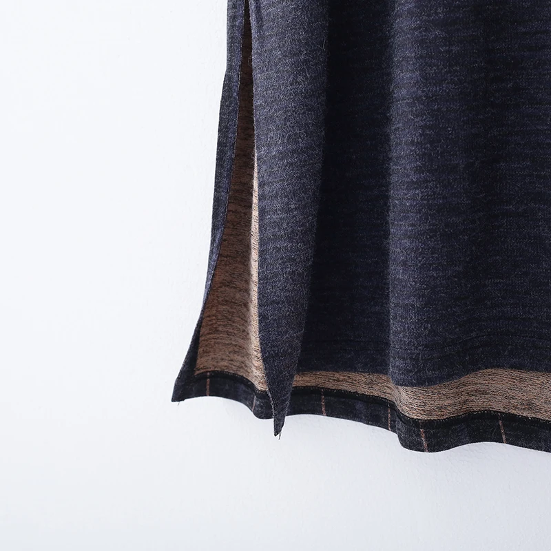 New Autumn Maxi Dresses for Women Casual Loose Long Sleeve Dress Women Knitting Striped Rabbit Hair Printed Robe Winter Vestidos