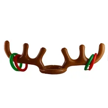 1 Set PVC Inflatable Antler Headband Toy Christmas Head Ring Throwing Circle Toy Children Party Outdoor Funny Playing Gift T0781