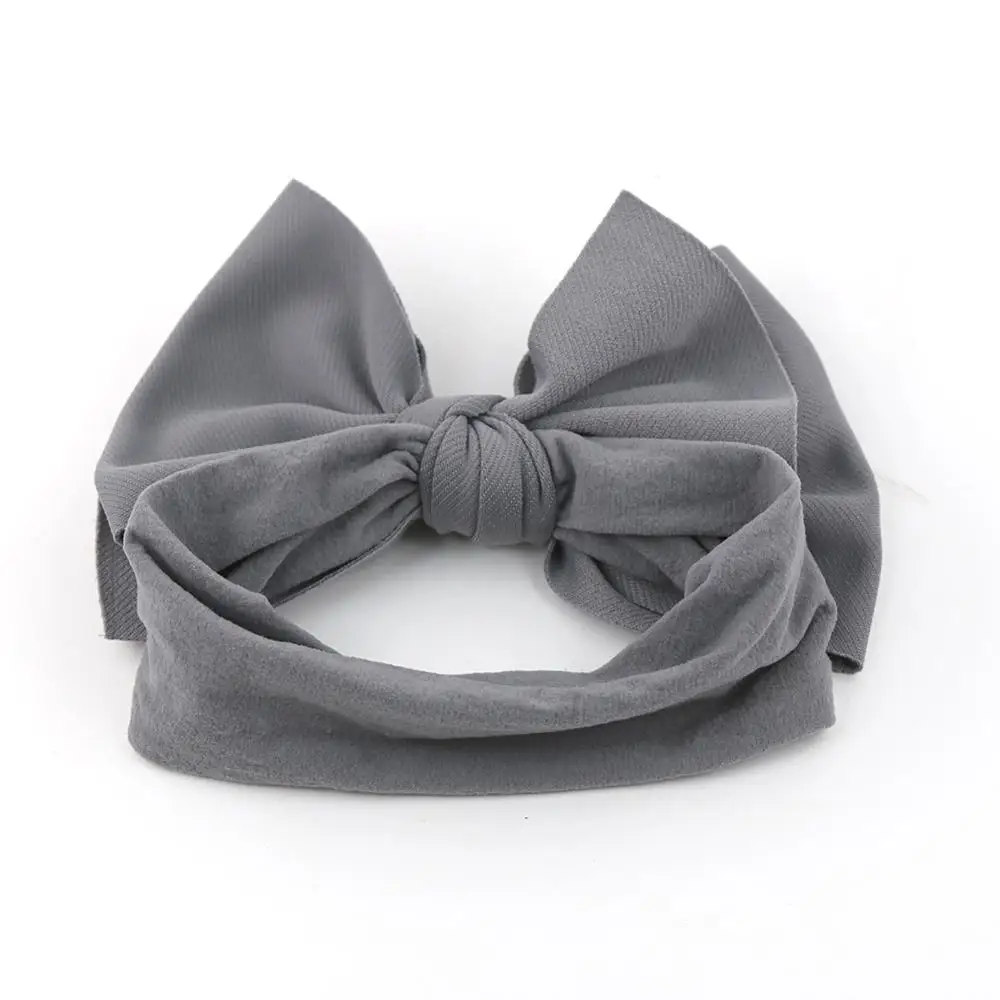 Solid Turban Nylon Headband High Elastic Bow Top Knot