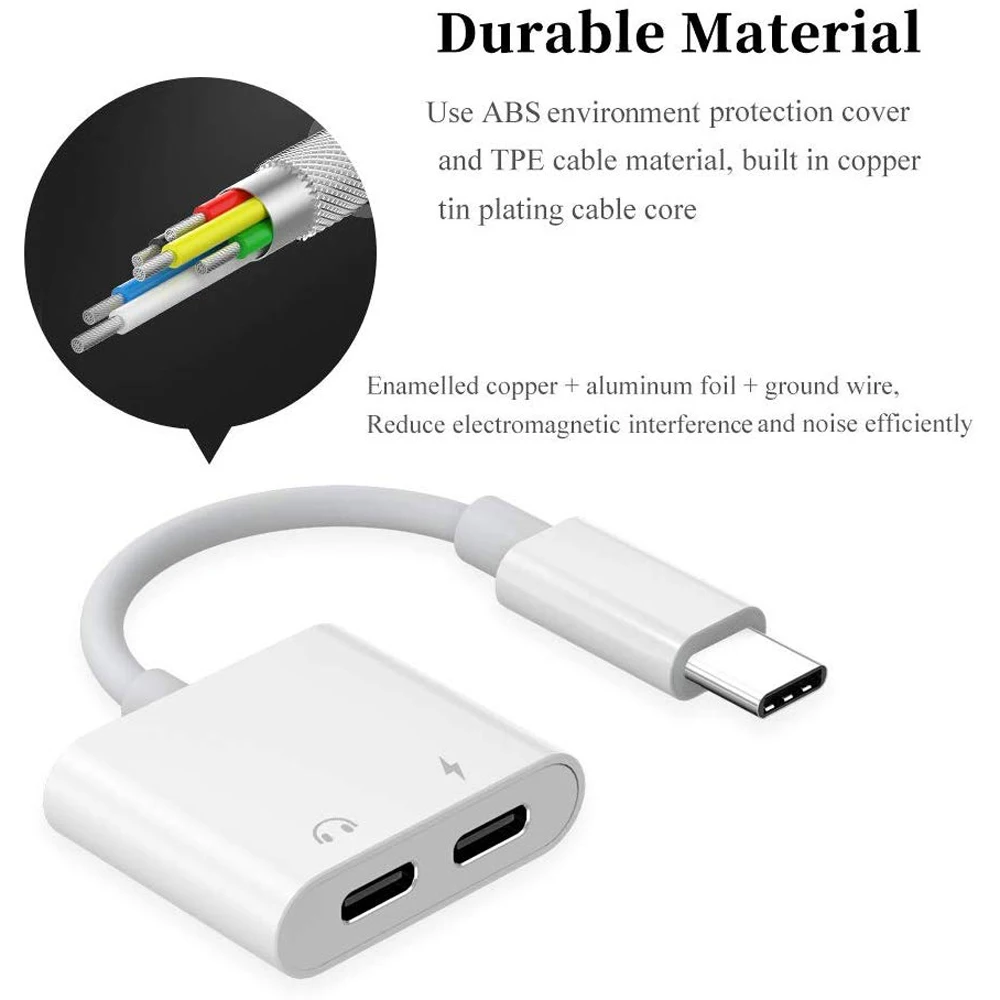 Cherie двойной тип C разъем для зарядки наушников samsung huawei Xiaomi Oneplus USB Aux аудио
