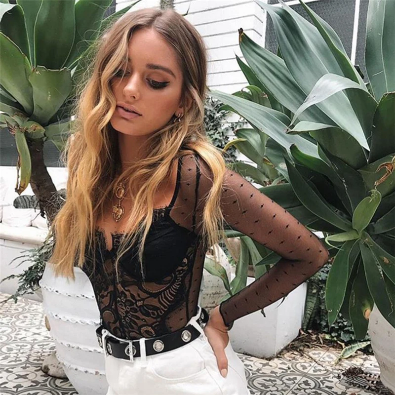 White Lace Bodysuit Sexy One Piece See Through Mesh Jumpsuit Sheer Long Sleeve Body Suits Overalls for Women Outfits 2019 Hot (14)