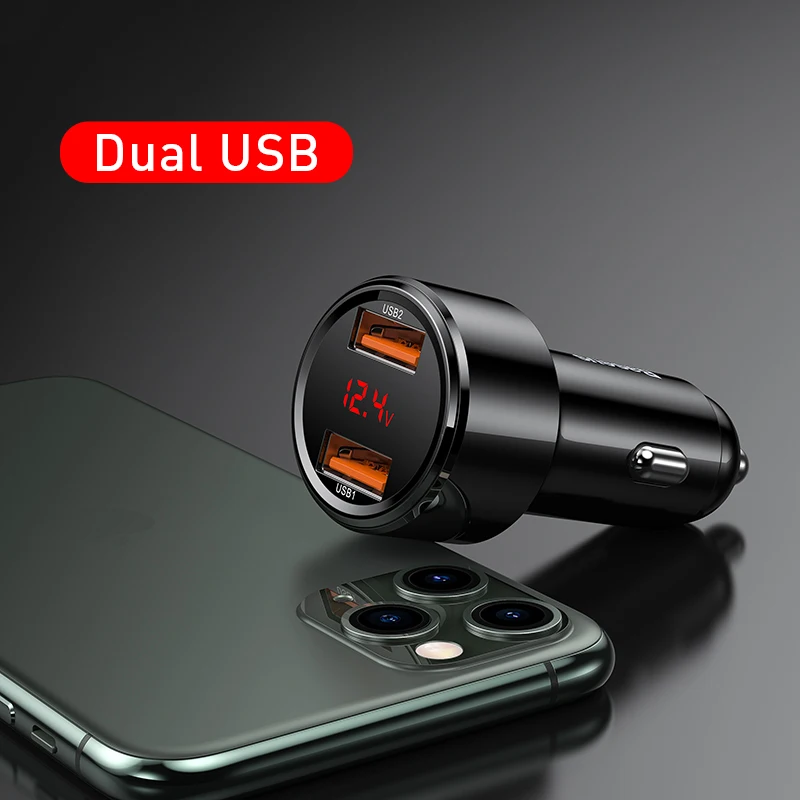 Baseus 45W Car Charger QC 4.0 3.0 For Xiaomi Huawei Supercharge SCP Samsung AFC Quick Charge Fast PD USB C Portable Phone Charge usb fast charge Chargers